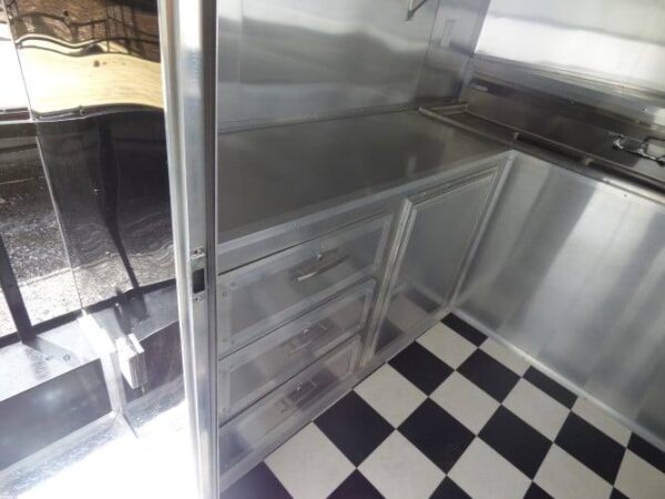 8.5' x 14' Black Concession BBQ Food Event Catering Trailer - Image 17
