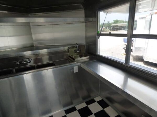8.5' x 14' Black Concession BBQ Food Event Catering Trailer - Image 15