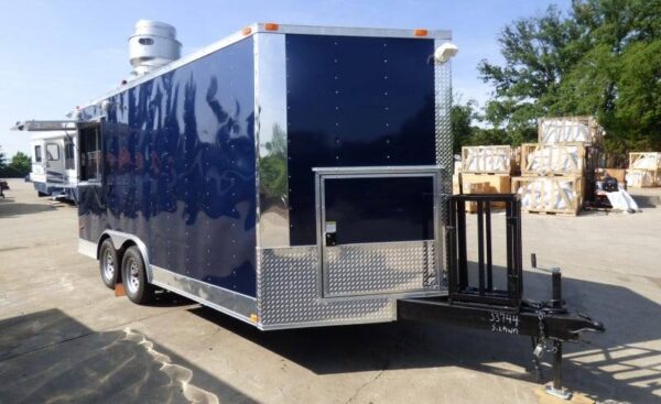 8.5' x 16' Concession Food Trailer Indigo Blue Catering Event - Image 22