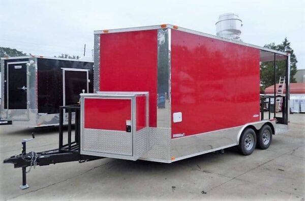 8.5' x 16' Concession Food Trailer Red BBQ Event Catering - Image 28