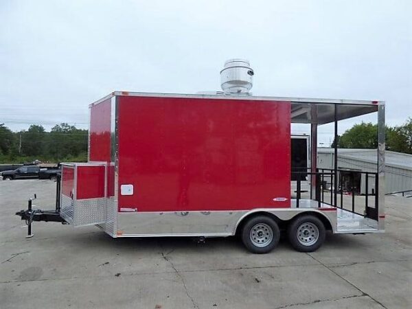 8.5' x 16' Concession Food Trailer Red BBQ Event Catering - Image 25