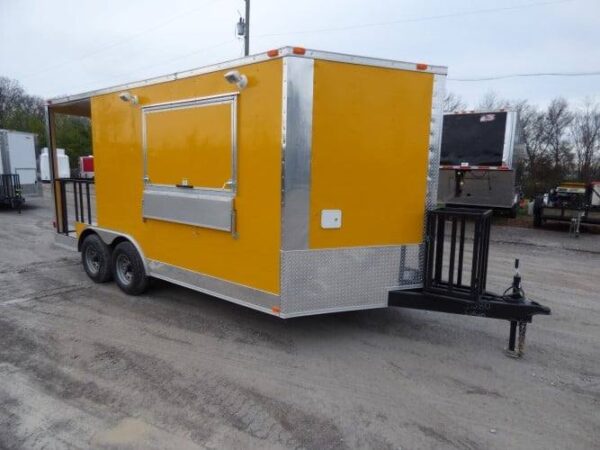 8.5' x 16' Concession BBQ Food Trailer Yellow Event Catering - Image 6