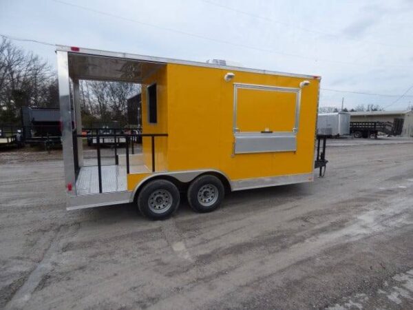8.5' x 16' Concession BBQ Food Trailer Yellow Event Catering - Image 17