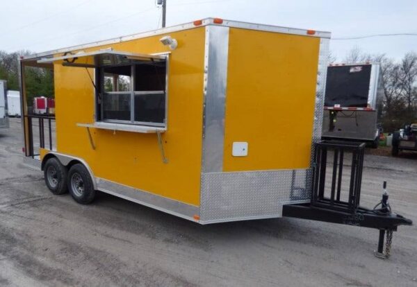 8.5' x 16' Concession BBQ Food Trailer Yellow Event Catering - Image 19
