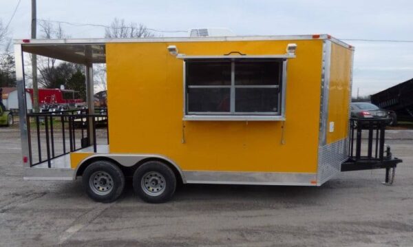 8.5' x 16' Concession BBQ Food Trailer Yellow Event Catering - Image 2