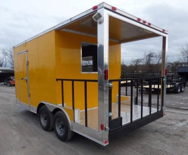 8.5' x 16' Concession BBQ Food Trailer Yellow Event Catering - Image 4