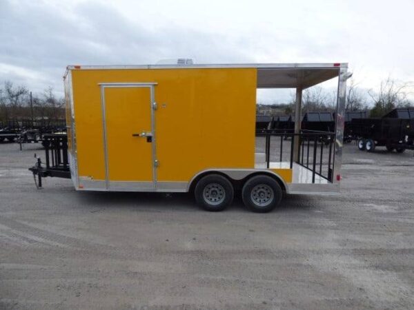 8.5' x 16' Concession BBQ Food Trailer Yellow Event Catering - Image 3
