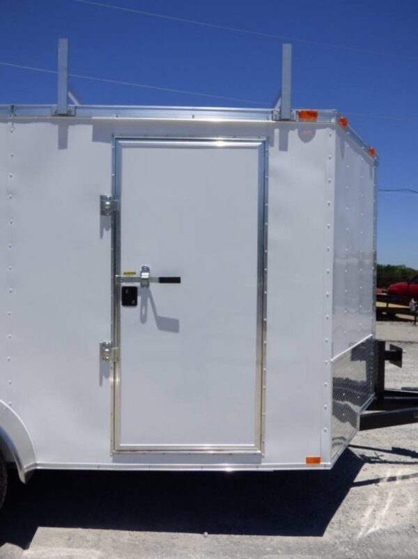 7x14 Enclosed Trailer White V-Nose Ladder Racks (2) 3500lb Axles Storage - Image 7