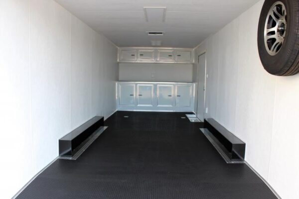 Enclosed Car Trailers For Sale 2023 24′ Spread Axles Rear Wing Finished Interior with Cabinets - Image 2