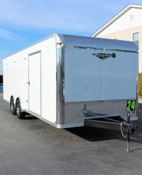 Enclosed Car Trailers For Sale 2023 24′ Spread Axles Rear Wing Finished Interior with Cabinets - Image 4