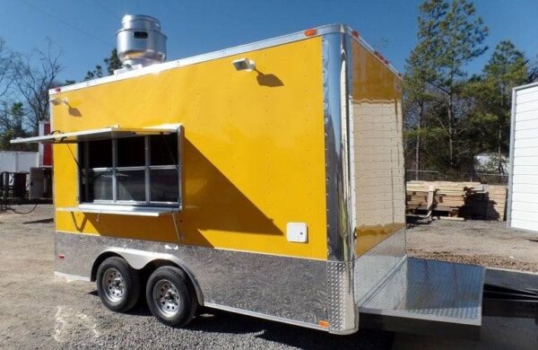 8.5' x 14' Concession Food Trailer Yellow Event Catering - Image 25