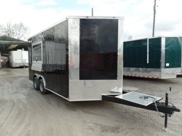 8.5' x 16' Black Catering Event Concession Food Trailer - Image 6