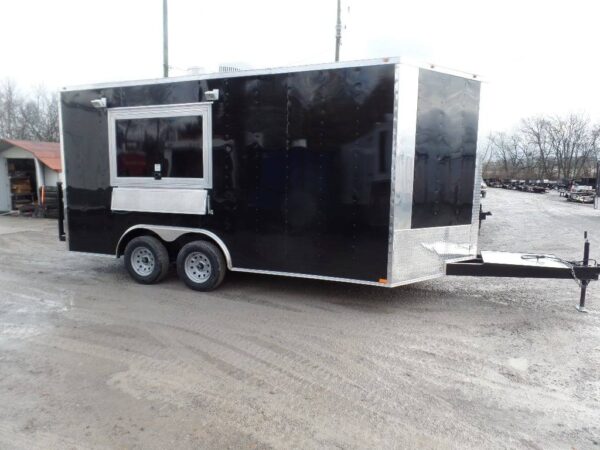 8.5' x 16' Black Catering Event Concession Food Trailer - Image 2