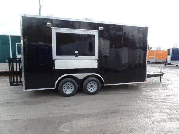 8.5' x 16' Black Catering Event Concession Food Trailer - Image 11