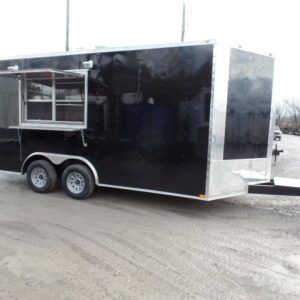 8.5' x 16' Black Catering Event Concession Food Trailer