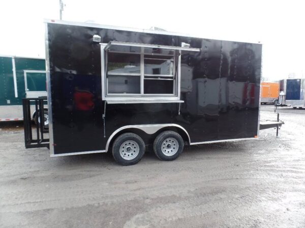 8.5' x 16' Black Catering Event Concession Food Trailer - Image 5