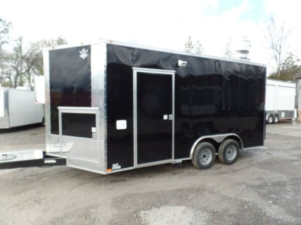 8.5' x 16' Black Catering Event Concession Food Trailer - Image 8