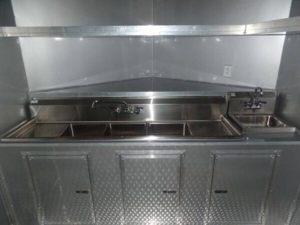 8.5' x 16' Concession BBQ Food Trailer White Event Catering - Image 3