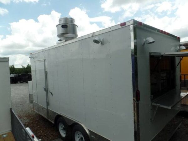 8.5' x 16' Concession BBQ Food Trailer White Event Catering - Image 14