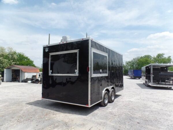 8.5' x 16' Black Flat Front Concession Food Trailer With Appliances - Image 6