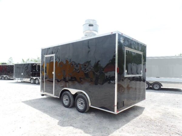 8.5' x 16' Black Flat Front Concession Food Trailer With Appliances - Image 15