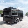 8.5' x 16' Black Flat Front Concession Food Trailer With Appliances