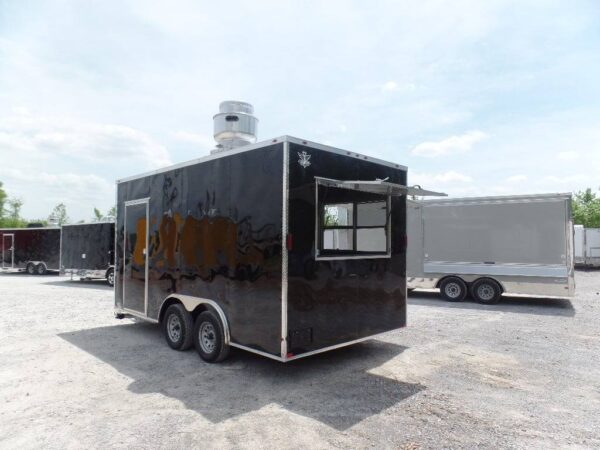 8.5' x 16' Black Flat Front Concession Food Trailer With Appliances - Image 21