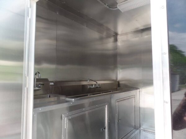 8.5' x 16' Black Flat Front Concession Food Trailer With Appliances - Image 23