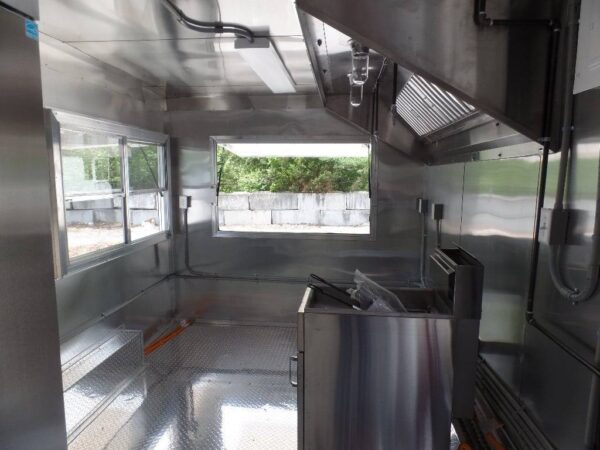 8.5' x 16' Black Flat Front Concession Food Trailer With Appliances - Image 17