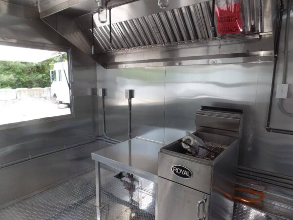 8.5' x 16' Black Flat Front Concession Food Trailer With Appliances - Image 14
