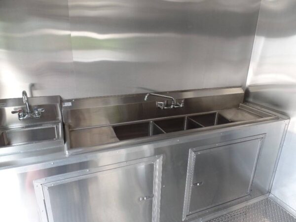 8.5' x 16' Black Flat Front Concession Food Trailer With Appliances - Image 10