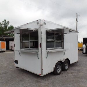 8.5' x 14' White Extended Main Frame Concession Food Trailer