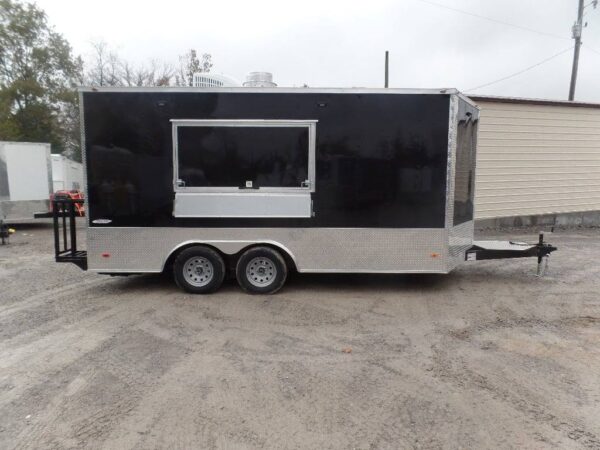 8.5' x 16' Black Event Catering Concession Food Trailer - Image 24