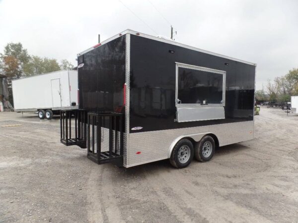 8.5' x 16' Black Event Catering Concession Food Trailer - Image 11