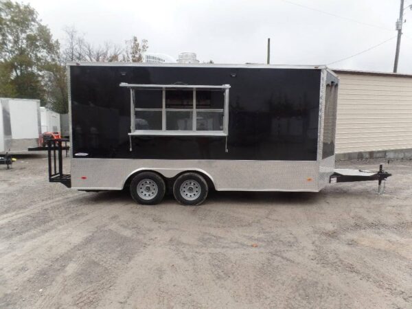8.5' x 16' Black Event Catering Concession Food Trailer - Image 20