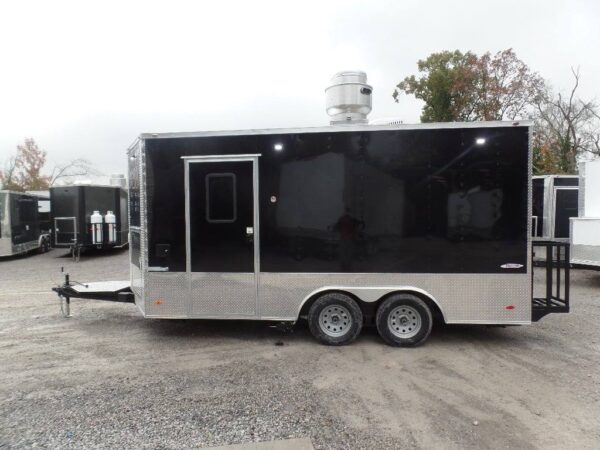 8.5' x 16' Black Event Catering Concession Food Trailer - Image 21
