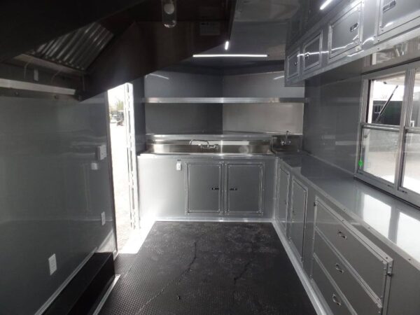 8.5' x 16' Black Event Catering Concession Food Trailer - Image 3