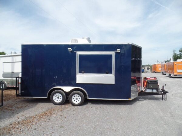 8.5' x 16' Concession Food Trailer Indigo Blue Event Catering - Image 17