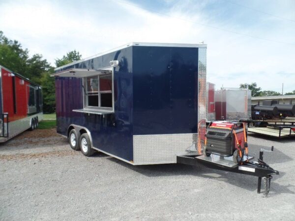 8.5' x 16' Concession Food Trailer Indigo Blue Event Catering - Image 7