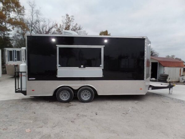8.5' x 16' Black Catering Concession Food Trailer With Appliances - Image 6