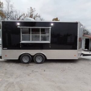 8.5' x 16' Black Catering Concession Food Trailer With Appliances