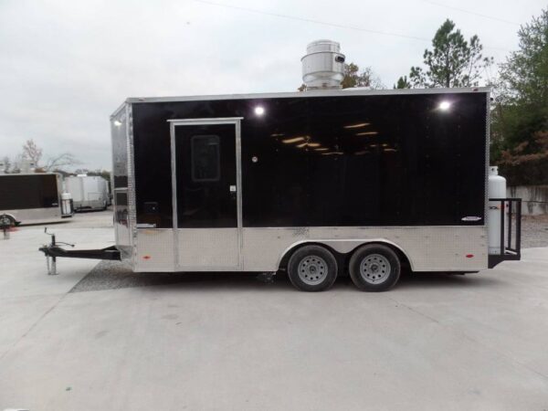 8.5' x 16' Black Catering Concession Food Trailer With Appliances - Image 17