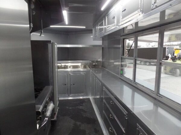 8.5' x 16' Black Catering Concession Food Trailer With Appliances - Image 22