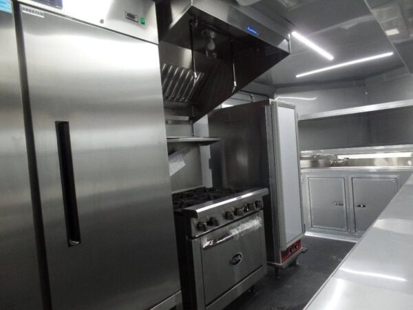 8.5' x 16' Black Catering Concession Food Trailer With Appliances - Image 28