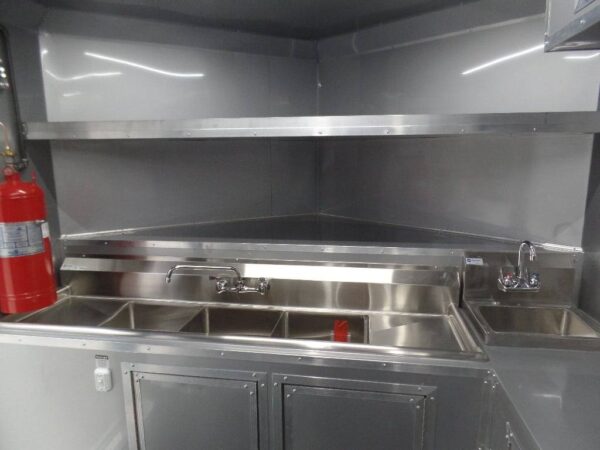 8.5' x 16' Black Catering Concession Food Trailer With Appliances - Image 25