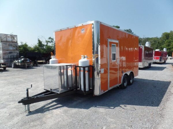 8.5' x 16' Concession Food Trailer Orange With Appliances - Image 2