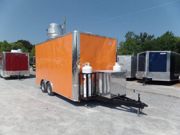 8.5' x 16' Concession Food Trailer Orange With Appliances - Image 14