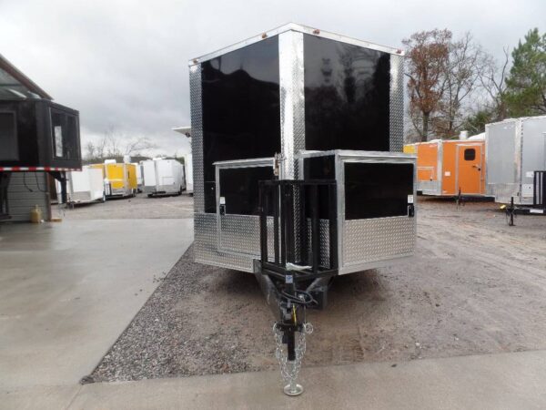 8.5' x 16' Black Porch Style Concession Food Trailer - Image 20