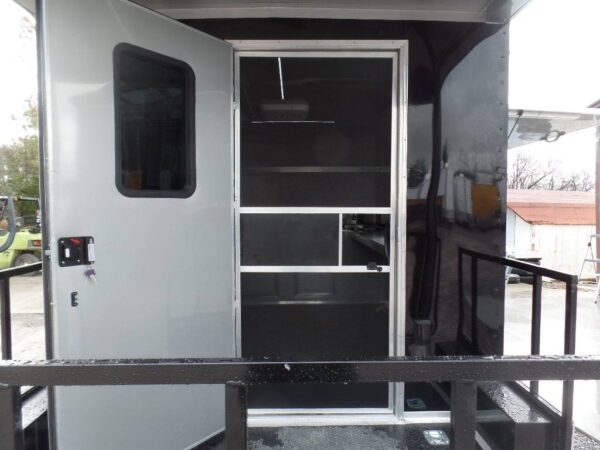 8.5' x 16' Black Porch Style Concession Food Trailer - Image 29
