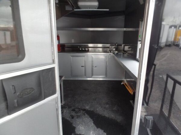8.5' x 16' Black Porch Style Concession Food Trailer - Image 3